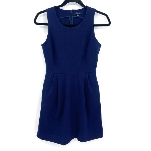 MADEWELL Navy Blue Verse Ponte Fit & Flare Pocket Sleeveless Mini Dress Size XS - Picture 2 of 9